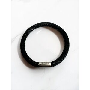 Brighton Magnetic Cord Bracelet Womens 8.25" Black Textured Silver Tone
